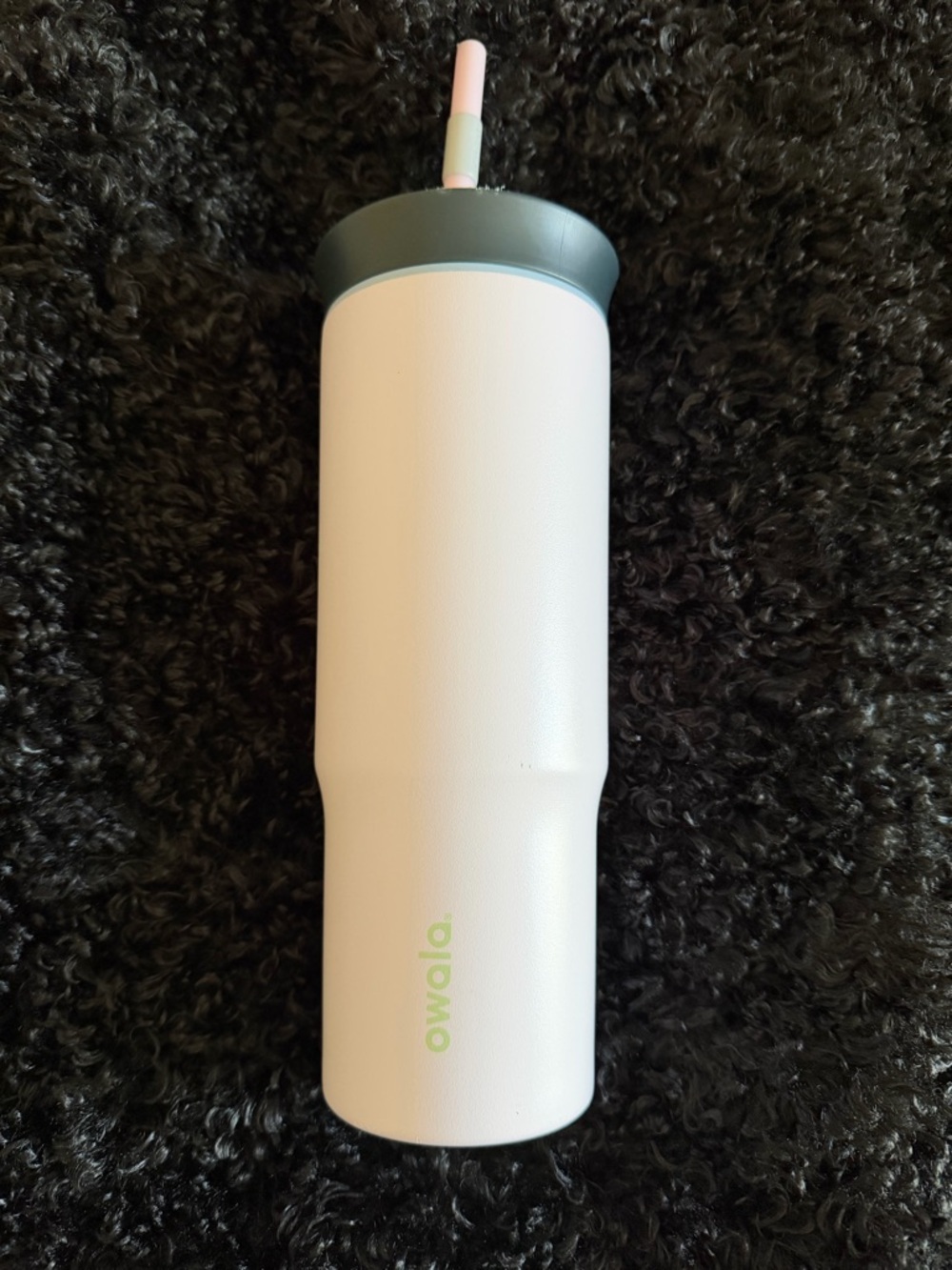 Owala Tall Stainless Tumbler - gray with Sage Lid and Pink Straw - 30 oz